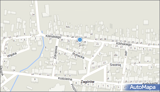 Zagórów, Kilińskiego Jana, płk., 27, mapa Zagórów