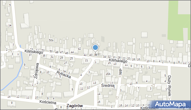 Zagórów, Kilińskiego Jana, płk., 38, mapa Zagórów