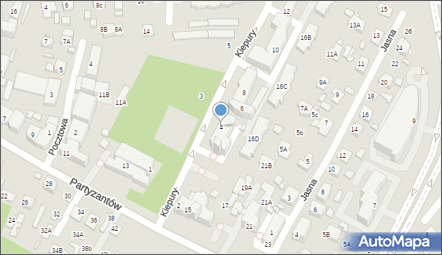 Zamość, Kiepury Jana, 4, mapa Zamościa