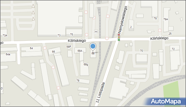 Zamość, Kilińskiego Jana, płk., 68, mapa Zamościa