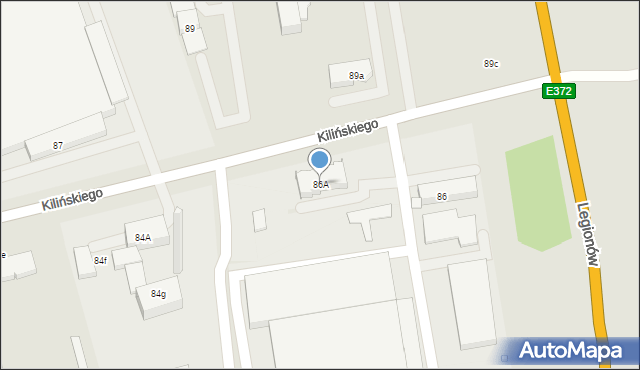 Zamość, Kilińskiego Jana, płk., 86A, mapa Zamościa