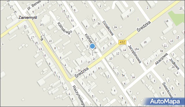 Zaniemyśl, Kilińskiego Jana, płk., 1, mapa Zaniemyśl