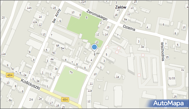 Zelów, Kilińskiego Jana, płk., 6, mapa Zelów
