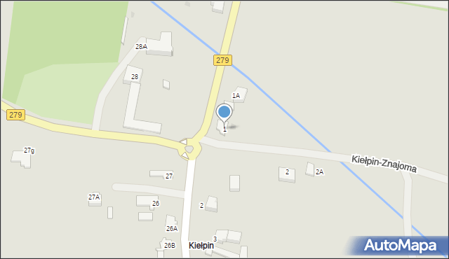 Zielona Góra, Kiełpin, 1, mapa Zielona Góra