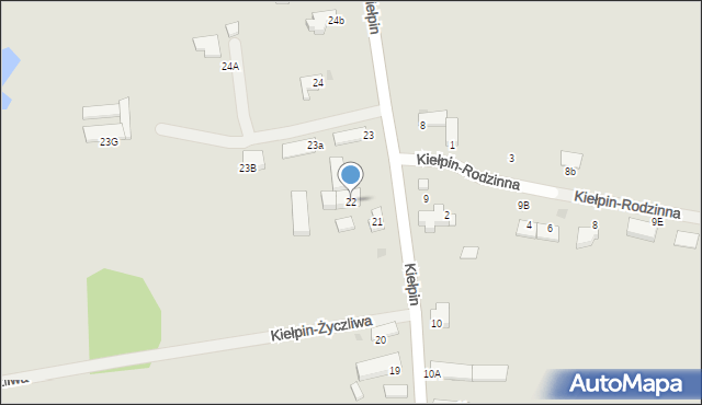 Zielona Góra, Kiełpin, 22, mapa Zielona Góra