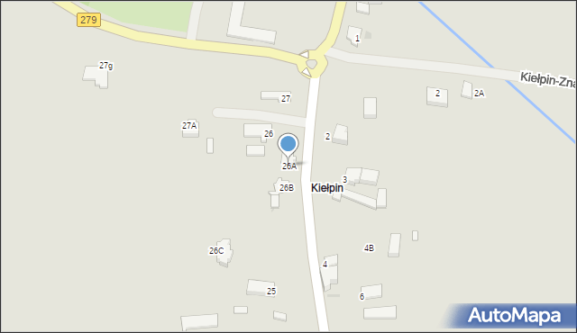 Zielona Góra, Kiełpin, 26A, mapa Zielona Góra
