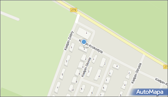 Zielona Góra, Kiełpin-Krokodyla, 2, mapa Zielona Góra