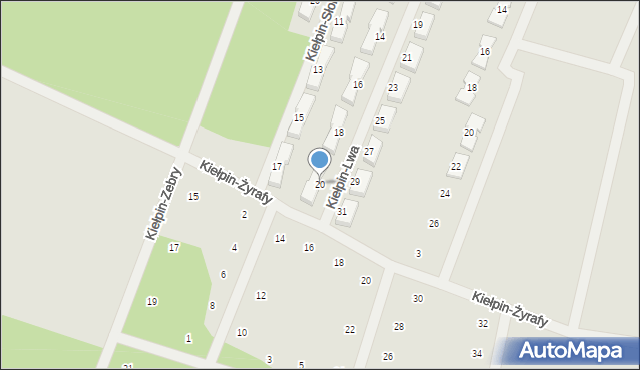 Zielona Góra, Kiełpin-Lwa, 20, mapa Zielona Góra