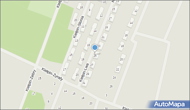 Zielona Góra, Kiełpin-Lwa, 25, mapa Zielona Góra