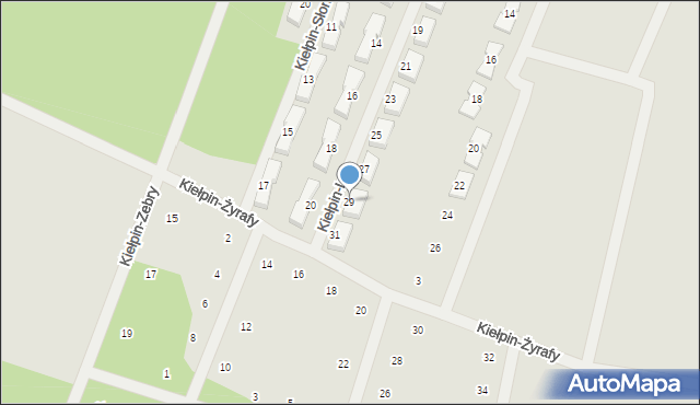Zielona Góra, Kiełpin-Lwa, 29, mapa Zielona Góra