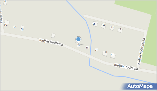 Zielona Góra, Kiełpin-Rodzinna, 33, mapa Zielona Góra
