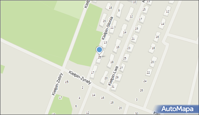Zielona Góra, Kiełpin-Słonia, 15, mapa Zielona Góra