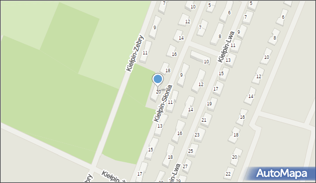 Zielona Góra, Kiełpin-Słonia, 20, mapa Zielona Góra