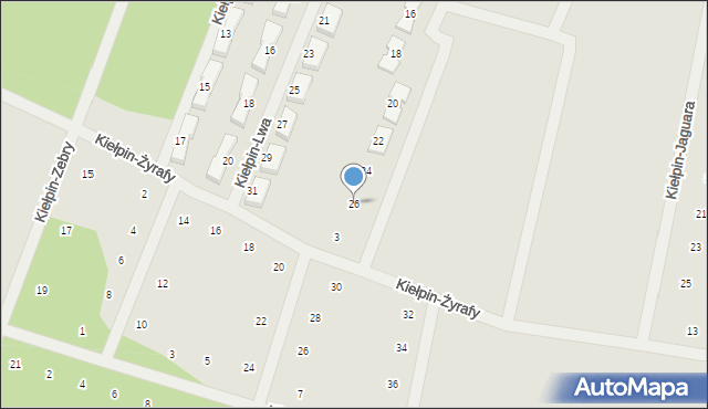 Zielona Góra, Kiełpin-Strusia, 26, mapa Zielona Góra