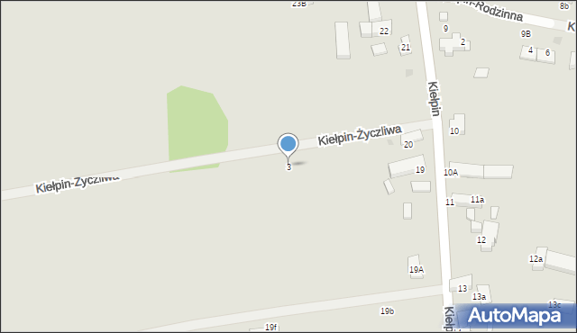 Zielona Góra, Kiełpin-Życzliwa, 3, mapa Zielona Góra