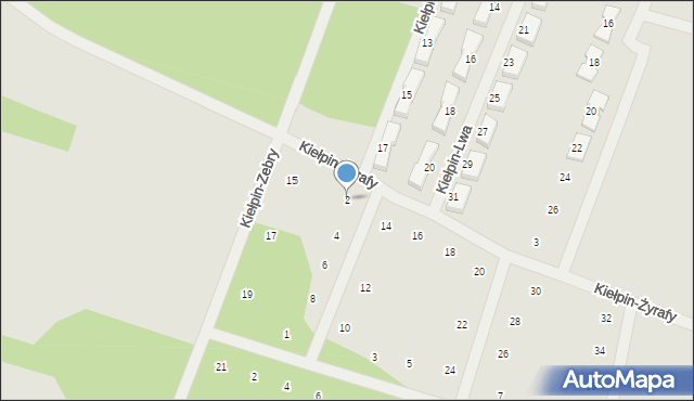 Zielona Góra, Kiełpin-Żyrafy, 2, mapa Zielona Góra