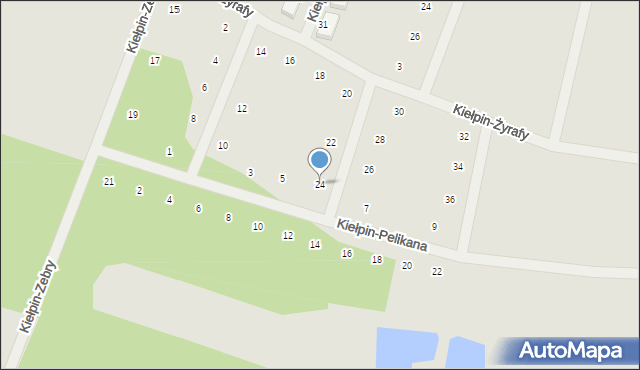 Zielona Góra, Kiełpin-Żyrafy, 24, mapa Zielona Góra