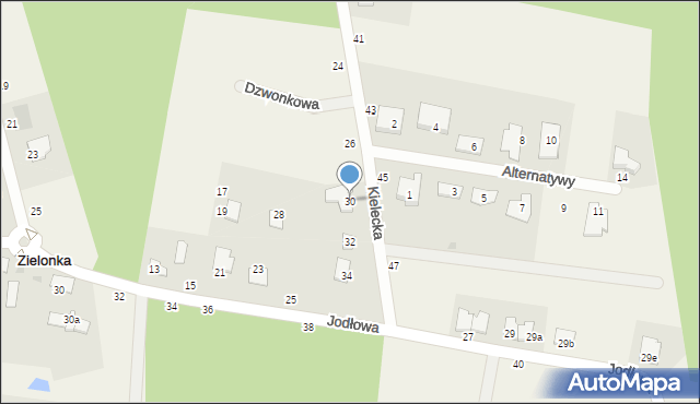 Zielonka, Kielecka, 30, mapa Zielonka