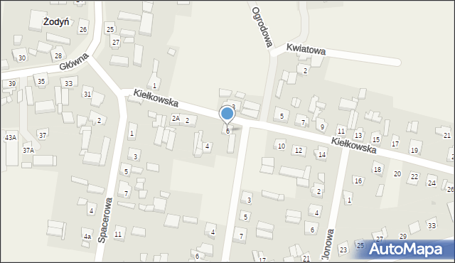 Żodyń, Kiełkowska, 6, mapa Żodyń