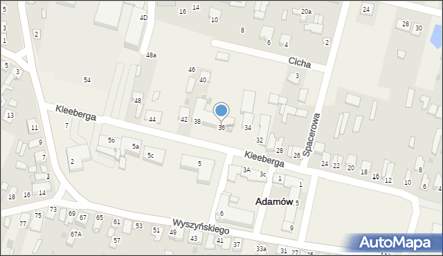 Adamów, Kleeberga Franciszka, gen., 36, mapa Adamów