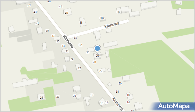 Antoniów, Klonowa, 26, mapa Antoniów