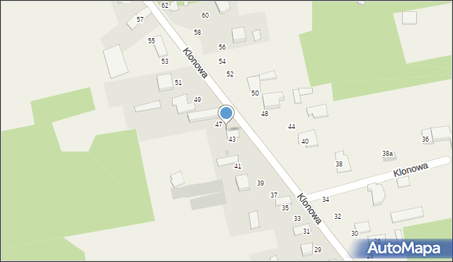 Antoniów, Klonowa, 45, mapa Antoniów