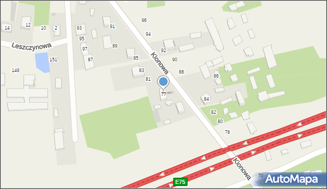 Antoniów, Klonowa, 77, mapa Antoniów