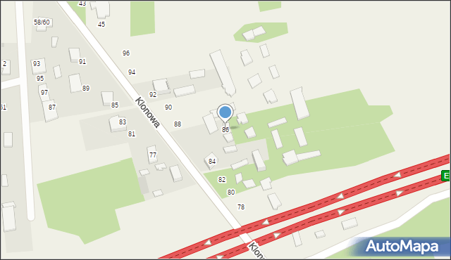 Antoniów, Klonowa, 86, mapa Antoniów