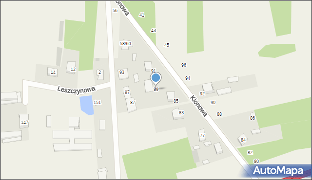 Antoniów, Klonowa, 89, mapa Antoniów