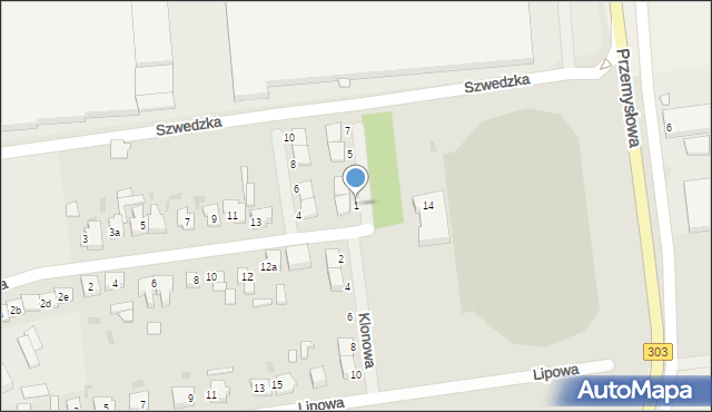 Babimost, Klonowa, 1, mapa Babimost