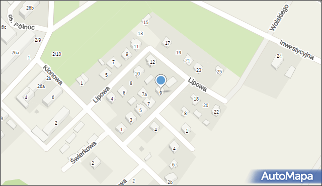 Bakałarzewo, Klonowa, 9, mapa Bakałarzewo