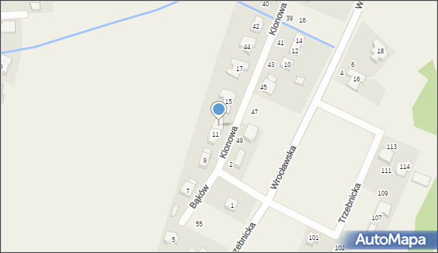 Bąków, Klonowa, 13, mapa Bąków