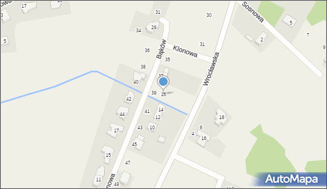 Bąków, Klonowa, 16, mapa Bąków
