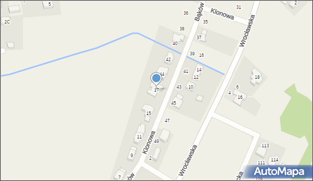 Bąków, Klonowa, 17, mapa Bąków