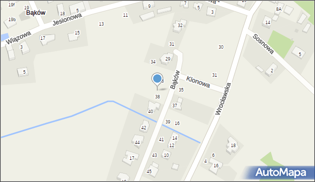 Bąków, Klonowa, 25, mapa Bąków