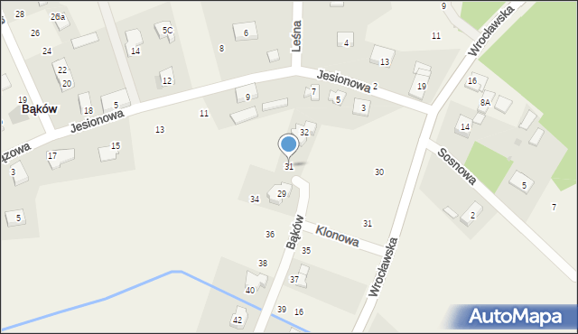 Bąków, Klonowa, 31, mapa Bąków