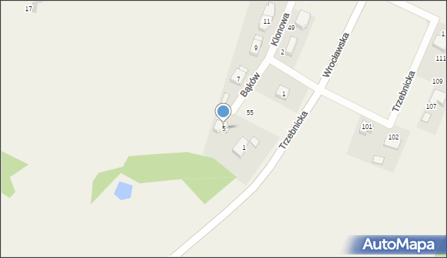Bąków, Klonowa, 5, mapa Bąków