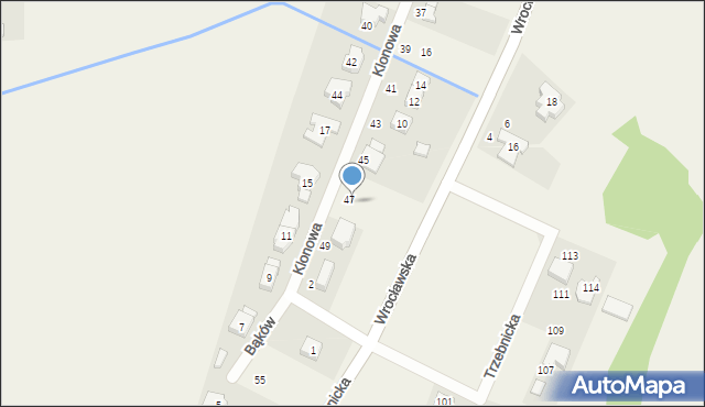 Bąków, Klonowa, 6, mapa Bąków