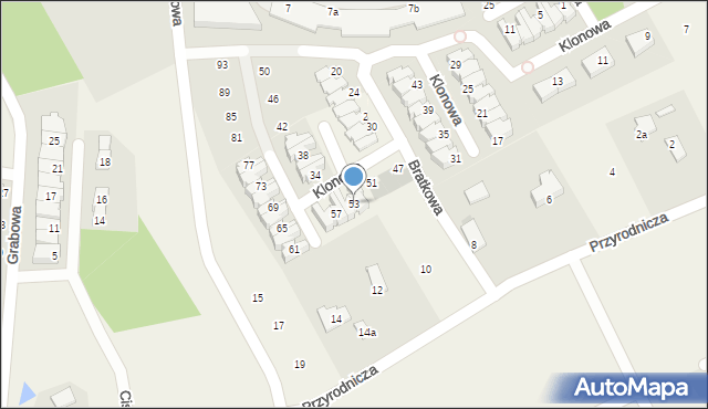 Bartąg, Klonowa, 53, mapa Bartąg