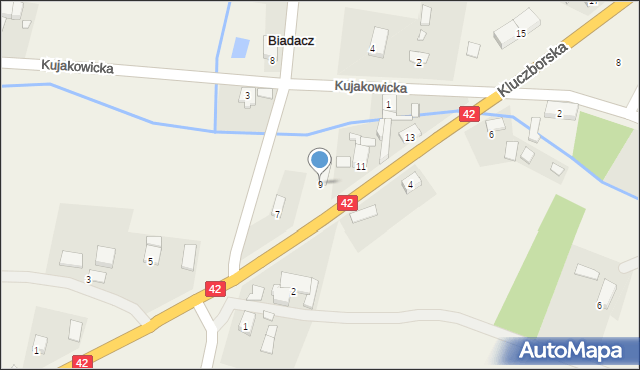 Biadacz, Kluczborska, 9, mapa Biadacz