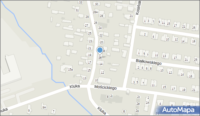Białystok, Kluka Jana Krzysztofa, 16, mapa Białegostoku