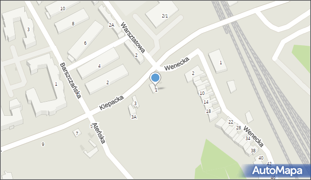 Białystok, Klepacka, 1, mapa Białegostoku