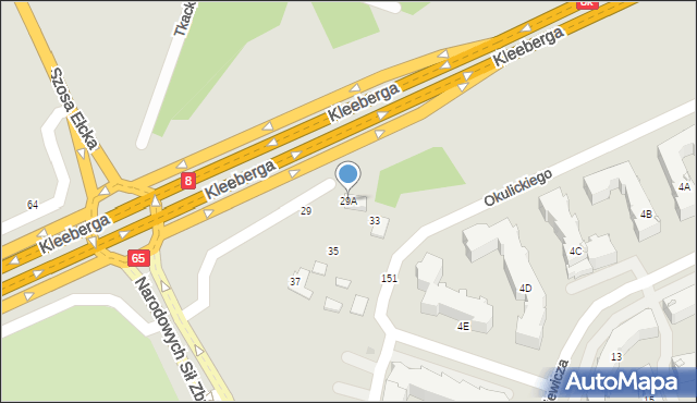 Białystok, Kleeberga Franciszka, gen., 29A, mapa Białegostoku