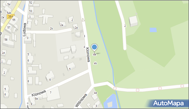 Bielawa, Klonowa, 4a, mapa Bielawa