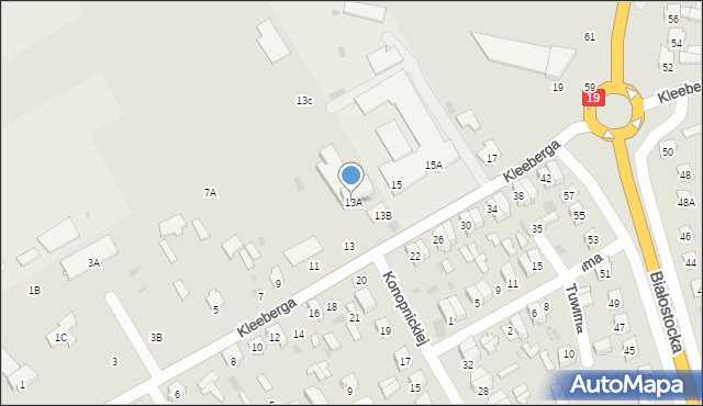 Bielsk Podlaski, Kleeberga Franciszka, 13A, mapa Bielsk Podlaski