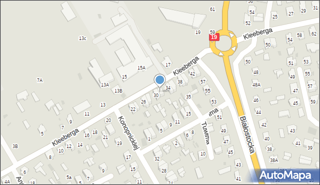 Bielsk Podlaski, Kleeberga Franciszka, 32, mapa Bielsk Podlaski