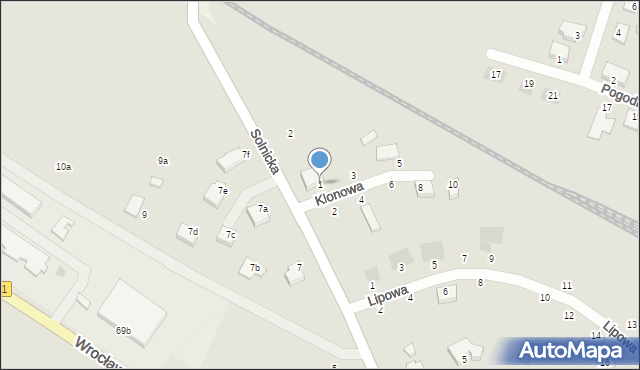 Bierutów, Klonowa, 1, mapa Bierutów