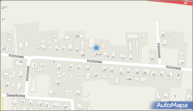 Bierzglinek, Klonowa, 17, mapa Bierzglinek