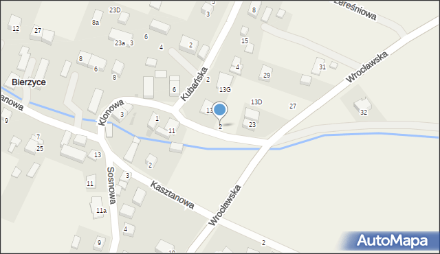 Bierzyce, Klonowa, 2, mapa Bierzyce