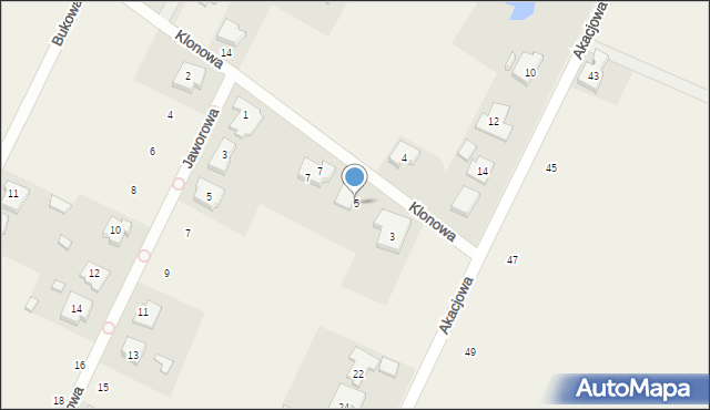 Biestrzyków, Klonowa, 5, mapa Biestrzyków